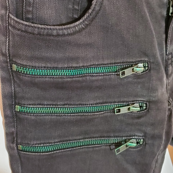 Maje Funky Black Low Rise Skinny Jeans with Zipper Accent Size 24 ~ Punk Rock - Picture 7 of 16